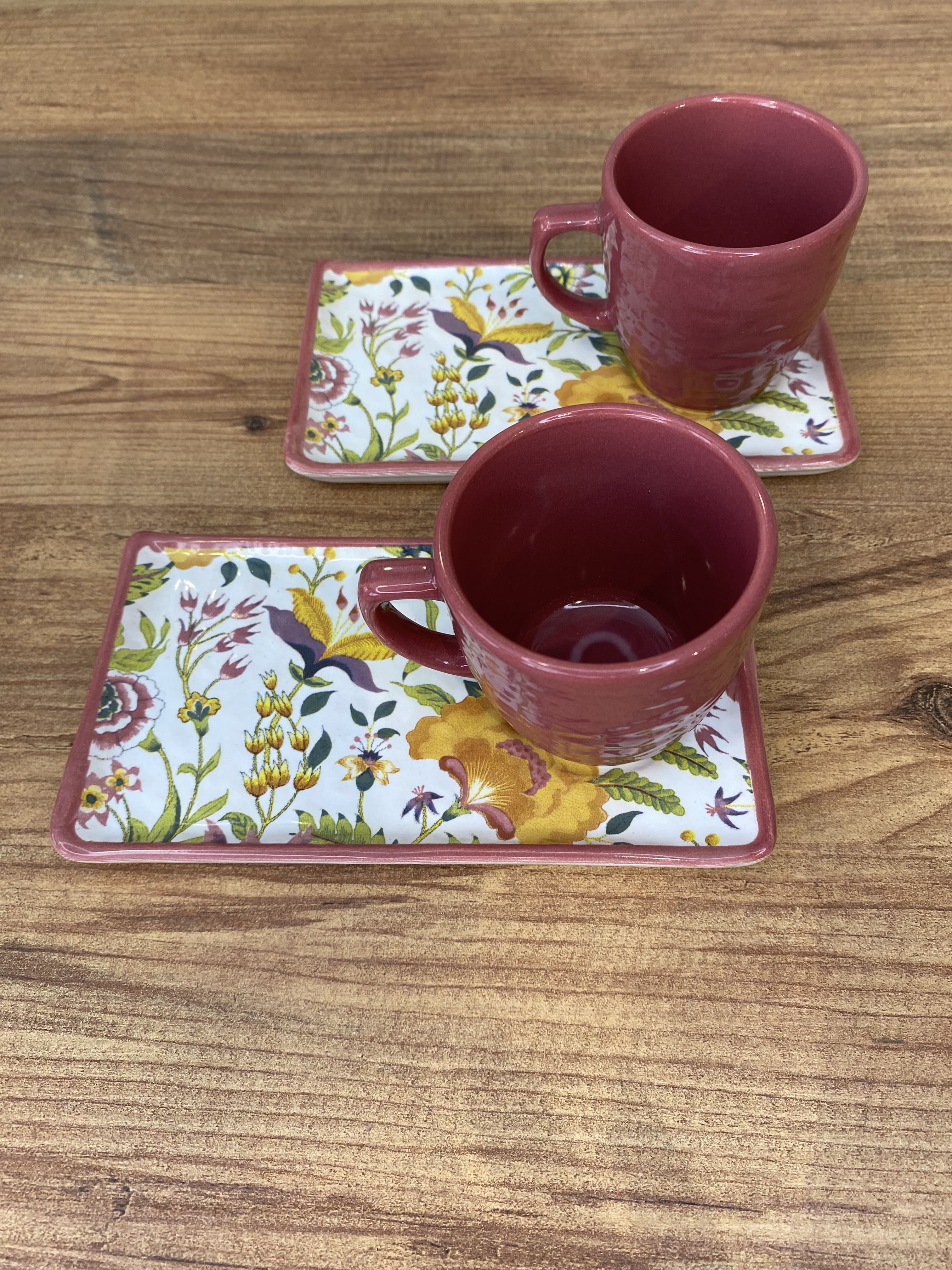 2 Kişilik Kahve Takımı - Pembe Bahçe