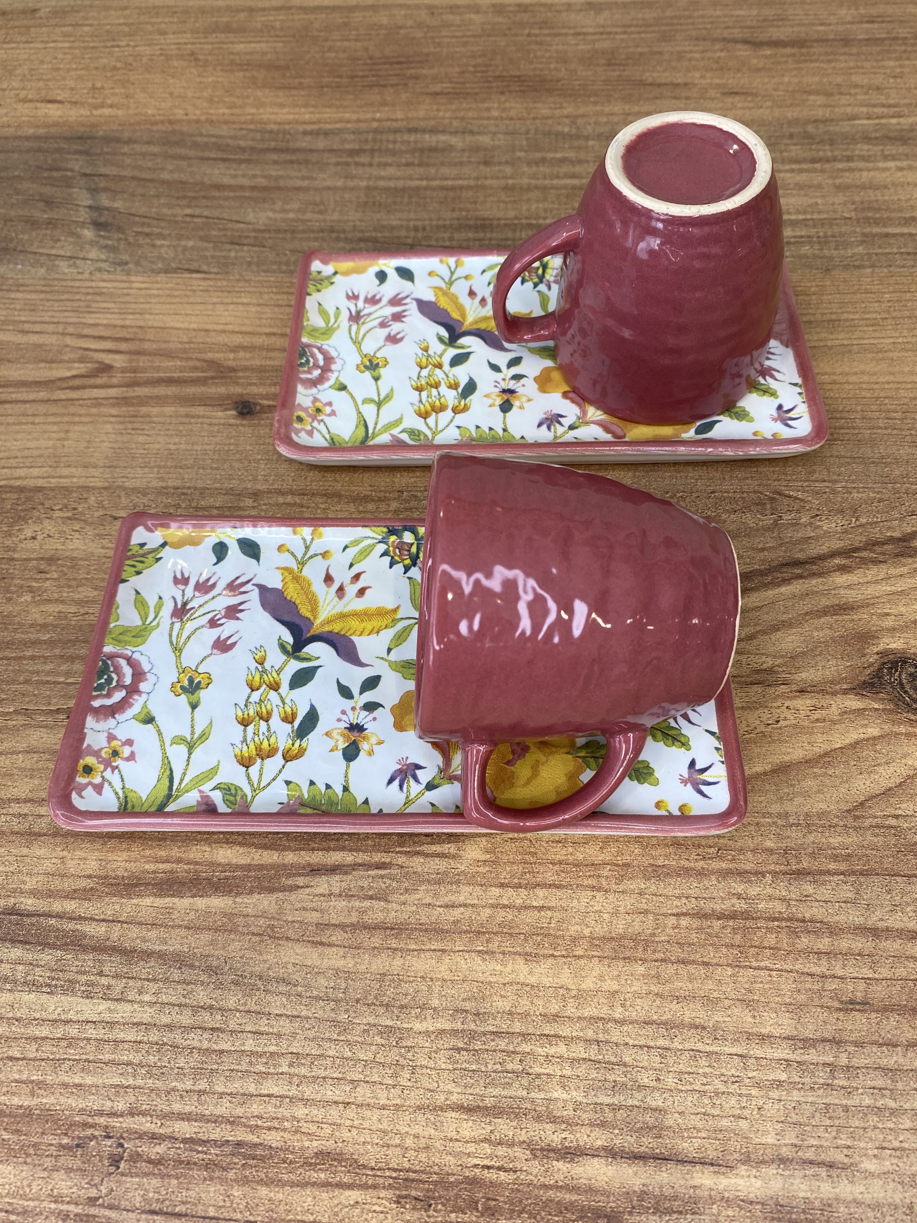 2 Kişilik Kahve Takımı - Pembe Bahçe