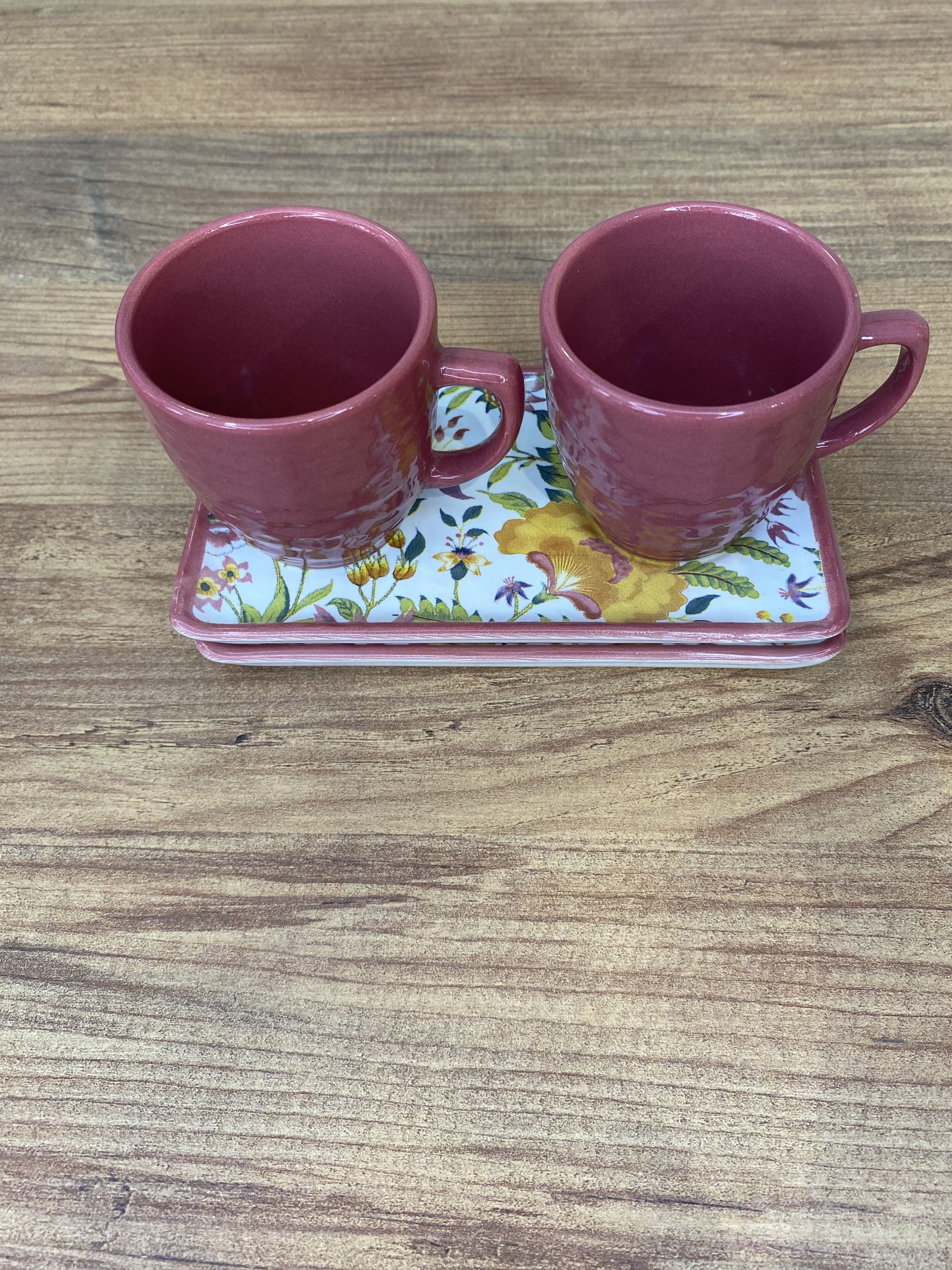 2 Kişilik Kahve Takımı - Pembe Bahçe