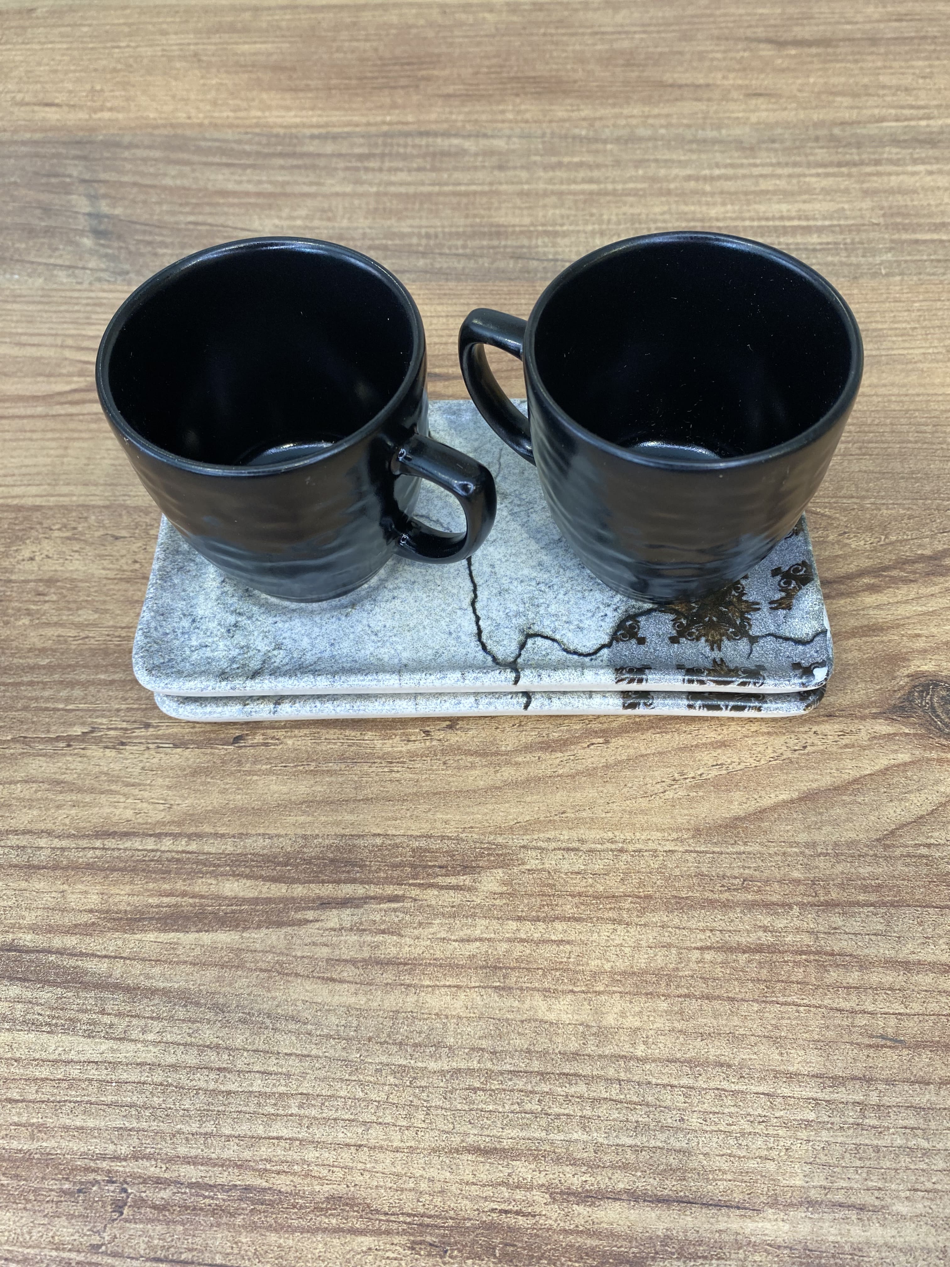 2 Kişilik Kahve Takımı - Taş Desen