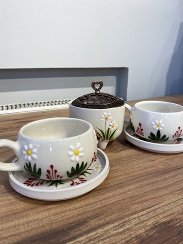 Çay - Kahve Seti - Kırmızı Papatya
