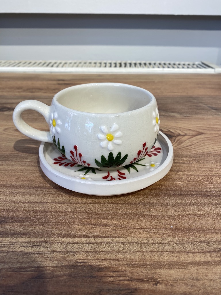 Çay - Kahve Seti - Kırmızı Papatya