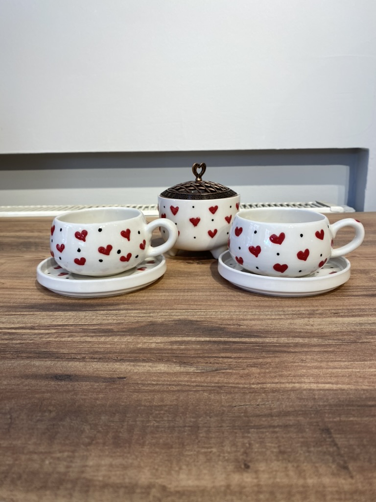 Çay - Kahve Seti - Kalp